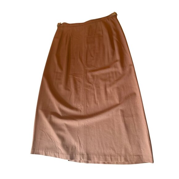 Lauren Ralph Lauren Brown Wool Blend Belted Petite Skirt 12P Equestrian - Picture 6 of 6